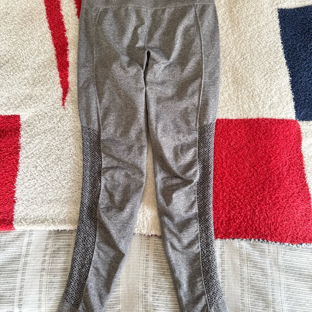 Fabletics Heather Gray Leggings with Textured Black Panels